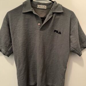 Fila Textured Gray Polo Shirt for Men